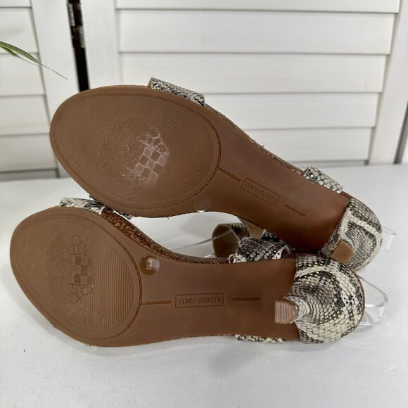 Vince Camuto Olinsa Pumps Gray Sparkle Snakeskin Print Ankle‎ Strap Shoe Size 8M - Picture 7 of 10